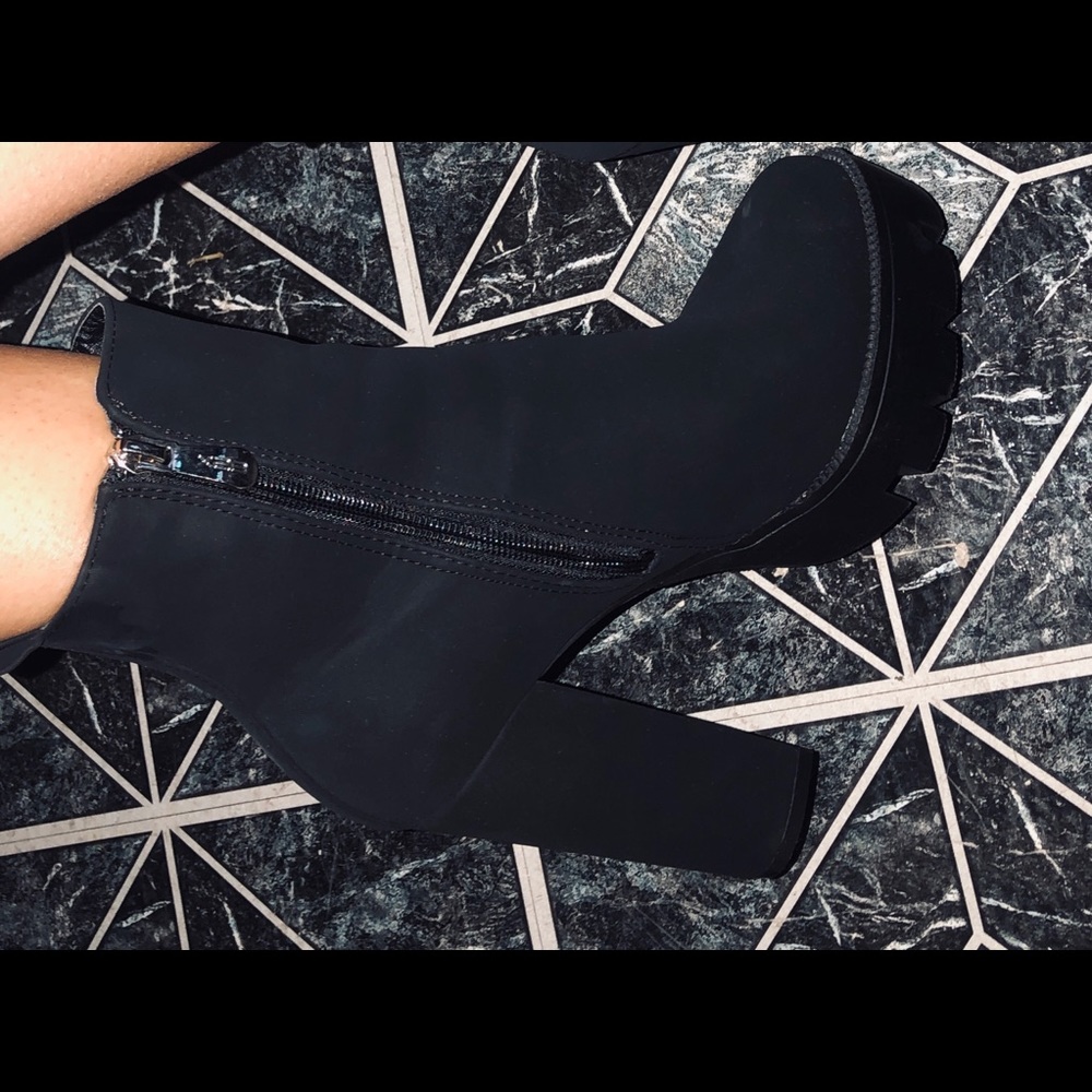 Black thick heel booties